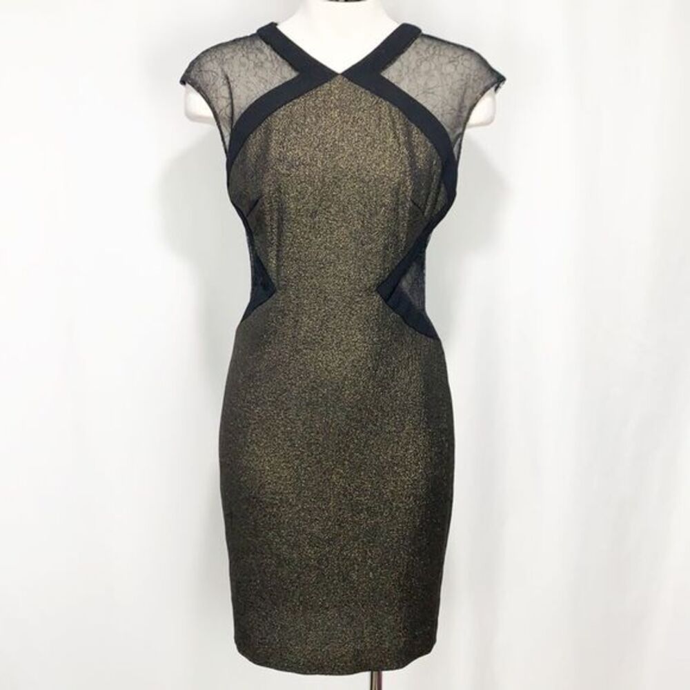 BADGLEY MISCHKA Collection Gold Cut Out Dress size 4